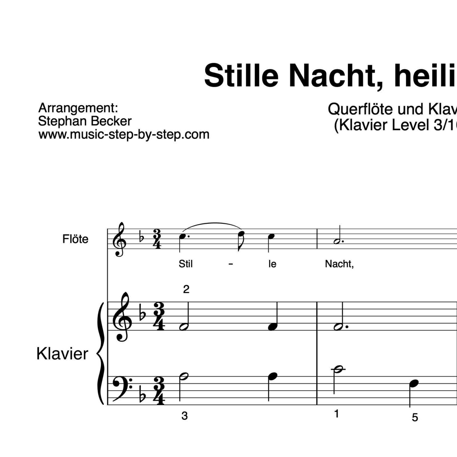 Stille Nacht, heilige Nacht für Querflöte mit Begleitung