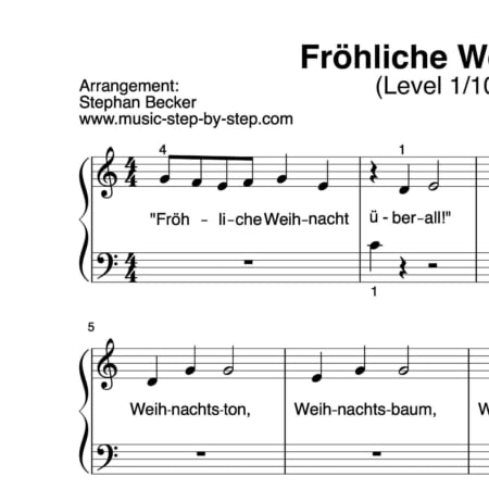 "Fröhliche Weihnacht überall" (Level 1/10) für Klavier | inkl. Aufnahme und Text