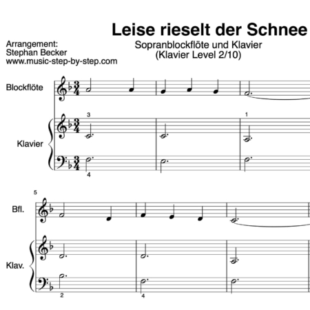 "Leise rieselt der Schnee" für Sopranblockflöte (Klavierbegleitung Level 2/10) | ink. Aufnahme, Text und Playalong..."Leise rieselt der Schnee" für Sopranblockflöte (Klavierbegleitung Level 2/10) | ink. Aufnahme, Text und Playalong"Leise rieselt der Schnee" für Sopranblockflöte (Klavierbegleitung Level 2/10) | ink. Aufnahme, Text und Playalong...music-step-by-step