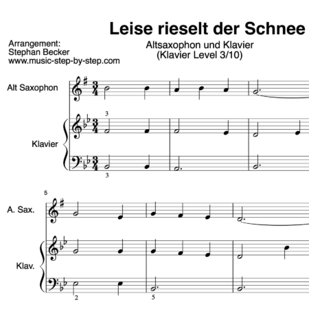 "Leise rieselt der Schnee" für Altsaxophon (Klavierbegleitung Level 3/10) | inkl. Aufnahme, Text und Playalong...music-step-by-step