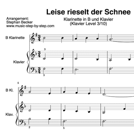 "Leise rieselt der Schnee" für Klarinette in B (Klavierbegleitung Level 3/10) | inkl. Aufnahme, Text und Playalong...music-step-by-step