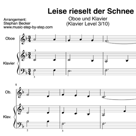 "Leise rieselt der Schnee" für Oboe (Klavierbegleitung Level 3/10) | inkl. Aufnahme, Text und Playalong...music-step-by-step