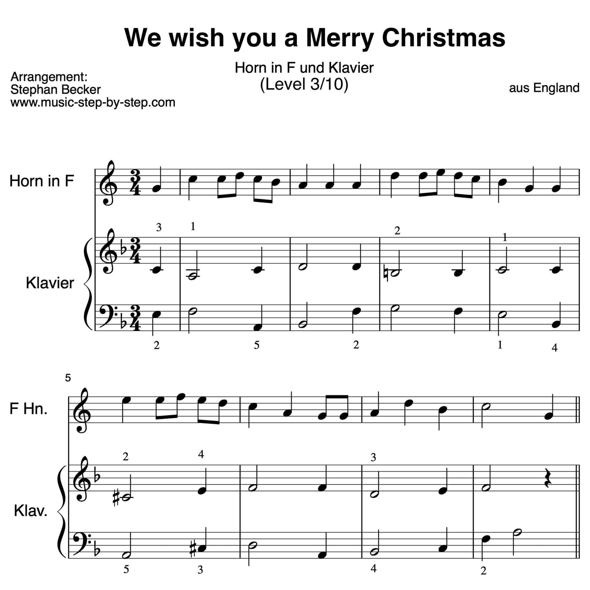 We Wish You A Merry Christmas Tekst Po Angielsku We wish you a Merry Christmas - für Horn mit Begleitung
