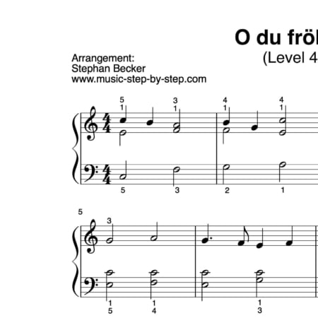 "O du fröhliche" für Klavier (Level 4/10) | inkl. Aufnahme und Text music-step-by-step
