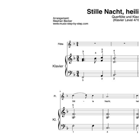 "Stille Nacht, heilige Nacht!" für Querflöte (Klavierbegleitung Level 4/10) | inkl. Aufnahme, Text und Begleitaufnahme by music-step-by-step