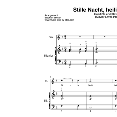 "Stille Nacht, heilige Nacht!" für Querflöte (Klavierbegleitung Level 4/10) | inkl. Aufnahme, Text und Begleitaufnahme by music-step-by-step