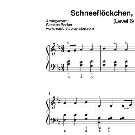 "Schneeflöckchen, Weißröckchen" für Klavier (Level 6/10) | inkl. Aufnahme und Text music-step-by-step