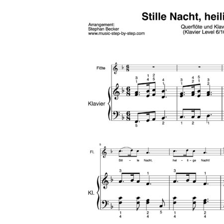 "Stille Nacht, heilige Nacht!" für Querflöte (Klavierbegleitung Level 6/10) | inkl. Aufnahme, Text und Begleitaufnahme by music-step-by-step