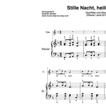 "Stille Nacht, heilige Nacht!" für Querflöte (Klavierbegleitung Level 6/10) | inkl. Aufnahme, Text und Begleitaufnahme by music-step-by-step