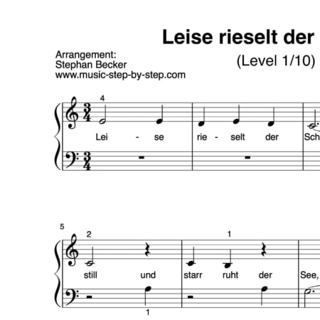 "Leise rieselt der Schnee" für Klavier (Level 1/10) | inkl. Aufnahme und Text music-step-by-step