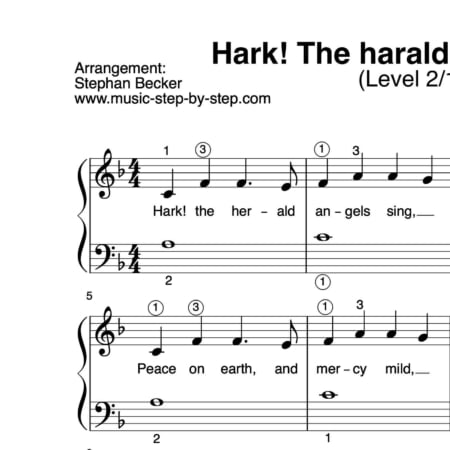 "Hark! The herald angels sing" für Klavier (Level 2/10) | inkl. Aufnahme und Text music-step-by-step