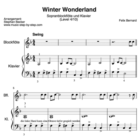 "Winter_Wonderland" für Blockflöte und Klavier