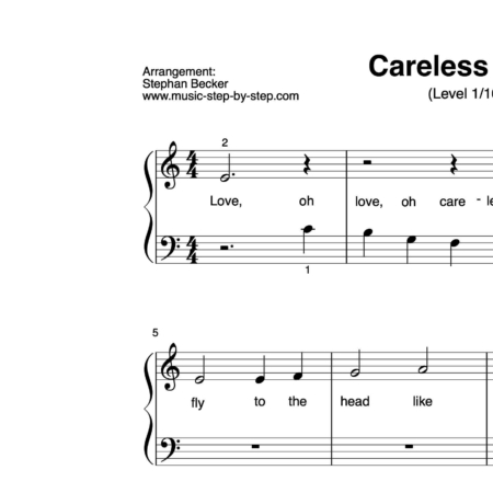 "Careless Love" für Klavier (Level 1/10) | inkl. Aufnahme und Text by music-step-by-step