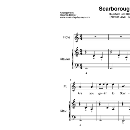 "Scarborough Fair" für Querflöte (Klavierbegleitung Level 3/10) | inkl. Aufnahme, Text und Playalong by music-step-by-step