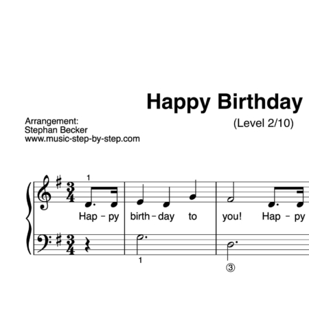 "Happy Birthday To You" für Klavier (Level 2/10) | inkl. Aufnahme und Text music-step-by-step