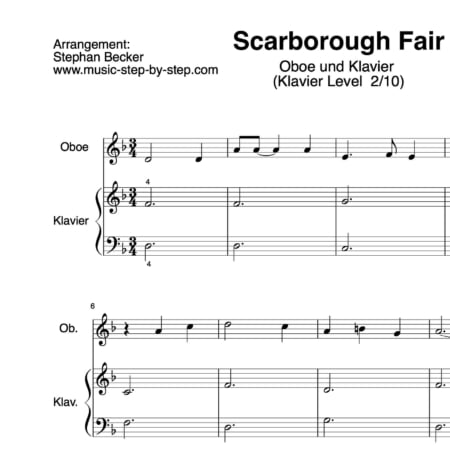 “Scarborough Fair” für Oboe (Klavierbegleitung Level 2/10) | inkl. Aufnahme, Text und Playalong