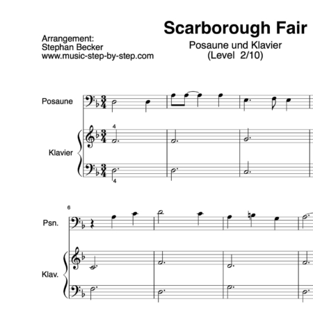 “Scarborough Fair” für Posaune (Klavierbegleitung Level 2/10) | inkl. Aufnahme, Text und Playalong