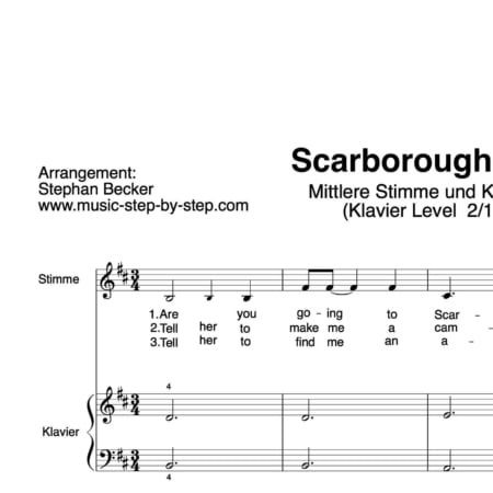"Scarborough Fair" für mittlere Stimme (Klavierbegleitung Level 2/10) | inkl. Aufnahme, Text und Playalong
