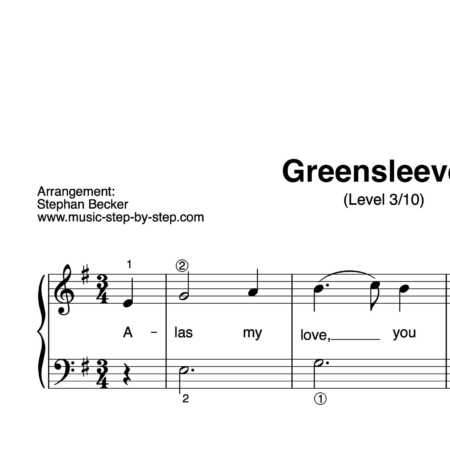 "Greensleeves" für Klavier (Level 3/10) | inkl. Aufnahme und Text by music-step-by-step