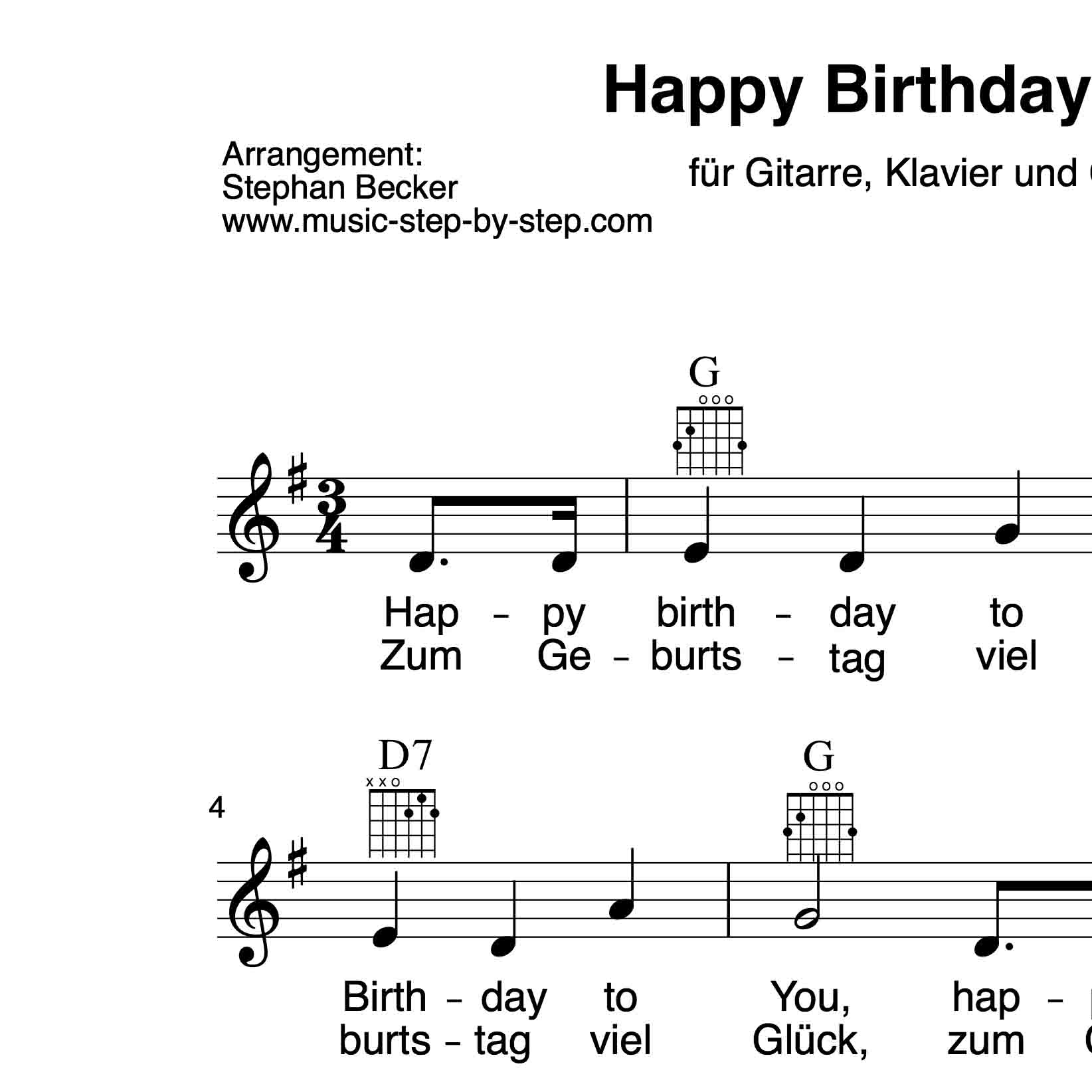 Happy Birthday To You Fur Gitarre Leadsheet