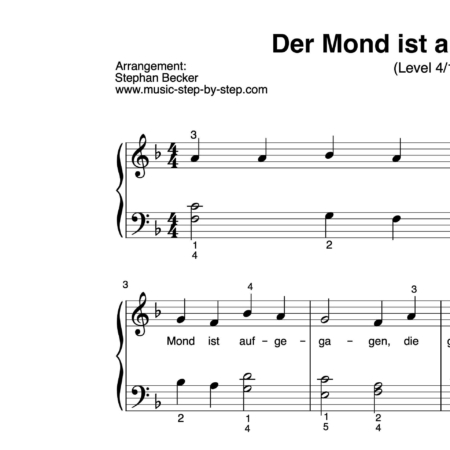"Der Mond ist aufgegangen" für Klavier (Level 4/10) | inkl. Aufnahme und Text by music-step-by-step