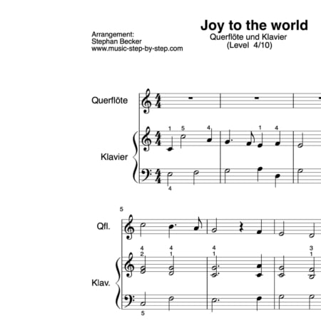 "Joy to the world" für Querflöte ( Klavierbegleitung Level 4/10) | inkl. Aufnahme, Text und Playalong