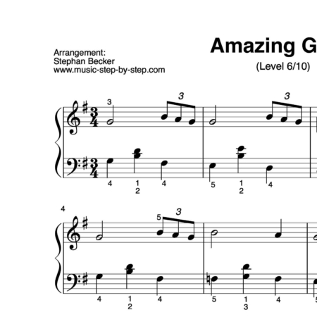 "Amazing Grace" für Klavier (Level 6/10) | inkl. Aufnahme und Text music-step-by-step