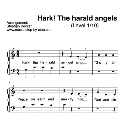 "Hark! The herald angels sing" für Klavier (Level 1/10) | inkl. Aufnahme und Text