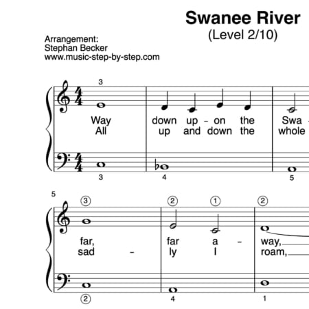 "Swanee River" für Klavier (Level 2/10) | inkl. Aufnahme und Text