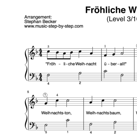 "Fröhliche Weihnacht überall" für Klavier (Level 3/10) | inkl. Aufnahme und Text