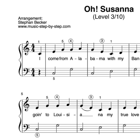 "Oh, Susanna" für Klavier (Level 3/10) | inkl. Aufnahme und Text