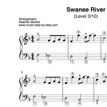 "Swanee River" für Klavier (Level 3/10) | inkl. Aufnahme und Text