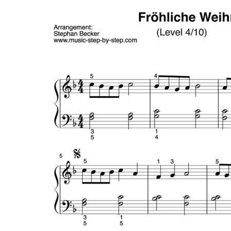 “Fröhliche Weihnacht überall” für Klavier (Level 4/10) | inkl. Aufnahme und Text