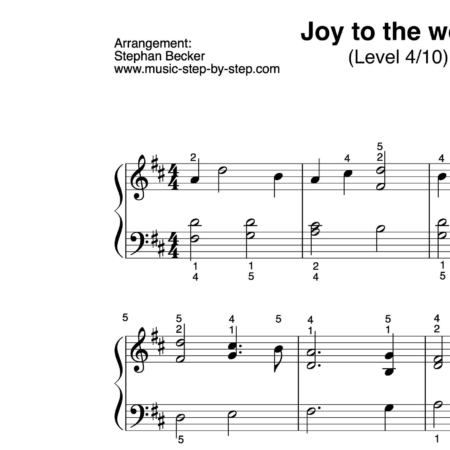 "Joy to the world" für Klavier (Level 4/10) | inkl. Aufnahme und Text music-step-by-step