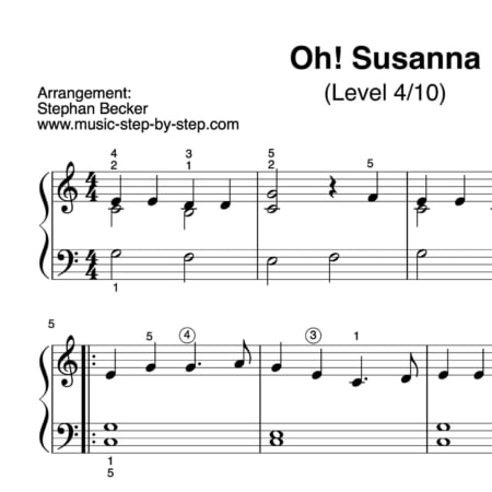 "Oh! Susanna" für Klavier (Level 4/10) | inkl. Aufnahme und Text