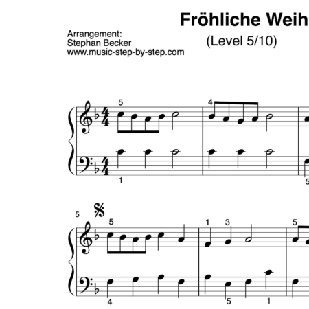 “Fröhliche Weihnacht überall” für Klavier (Level 5/10) | inkl. Aufnahme und Text