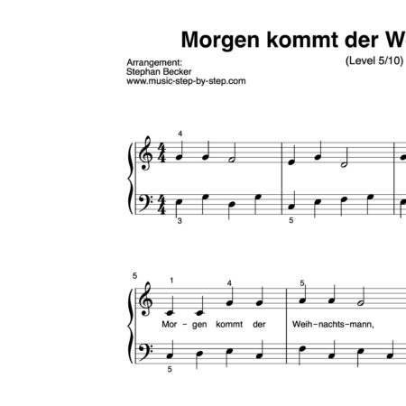 "Morgen kommt der Weihnachtsmann" für Klavier (Level 5/10) | inkl. Aufnahme und Text by music-step-by-step