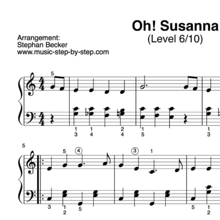 "Oh! Susanna" für Klavier (Level 6/10) | inkl. Aufnehme und Text