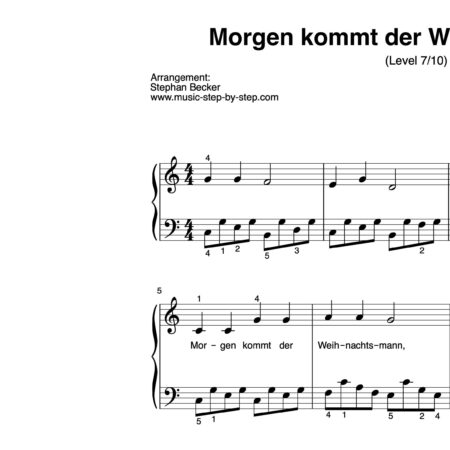 "Morgen kommt der Weihnachtsmann" für Klavier (Level 7/10) | inkl. Aufnahme und Text by music-step-by-step