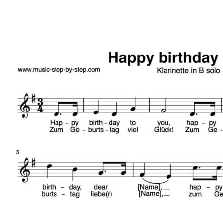 "Happy birthday to you" für Klarinette in B solo | inkl. Aufnahme und Text music-step-by-step