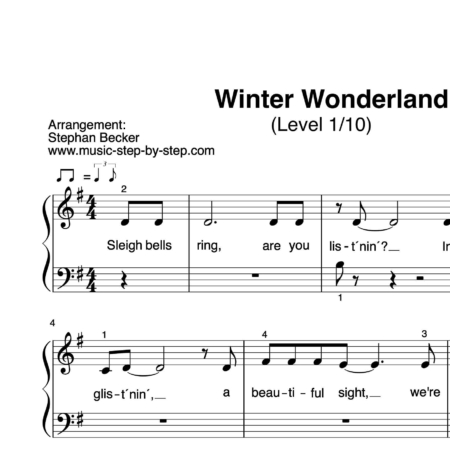 "Winter Wonderland" für Klavier (Level 1/10) | inkl. Aufnahme und Text music-step-by-step