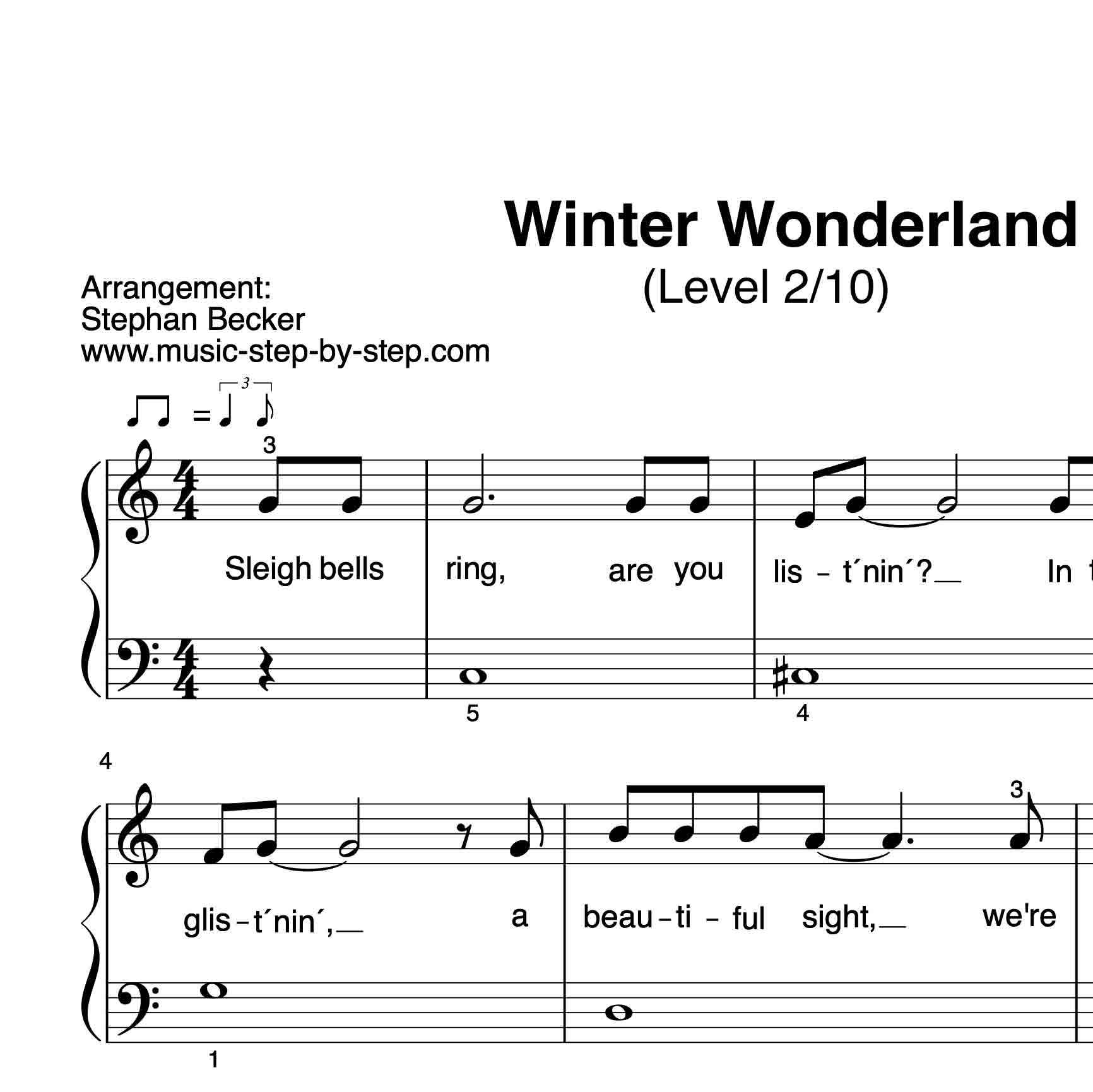 Winter Wonderland - für Klavier, leicht + Aufnahme 