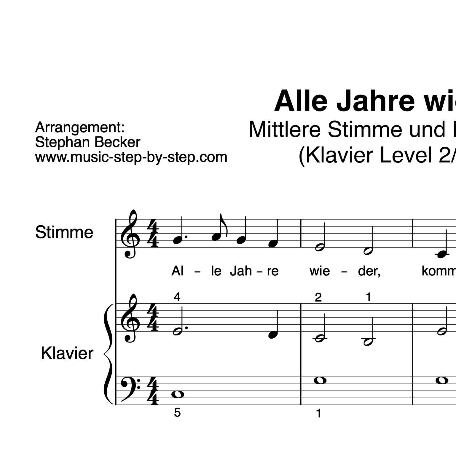 Alle Jahre wieder - für Gesang + Begleitung + Aufnahme