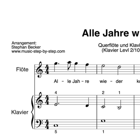 "Alle Jahre wieder" für Querflöte (Klavierbegleitung Level 2/10) | inkl. Aufnahme, Text und Playalong by music-step-by-step