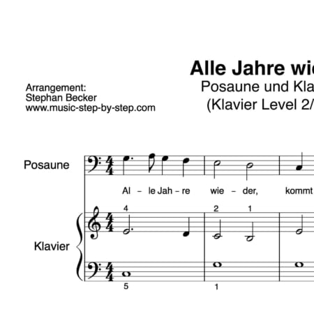 "Alle Jahre wieder" für Posaune (Klavierbegleitung Level 2/10) | inkl. Aufnahme, Text und Playalong music-step-by-step