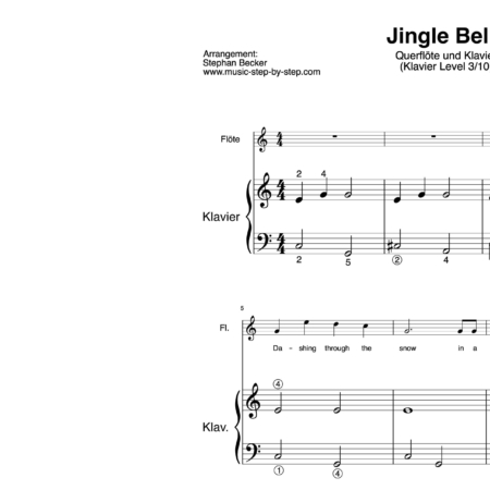 "Jingle Bells" für Querflöte (Klavierbegleitung Level 3/10) | inkl. Aufnahme, Text und Begleitaufnahme by music-step-by-step