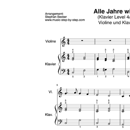 "Alle Jahre wieder" für Geige (Klavierbegleitung Level 4/10) | inkl. Aufnahme, Text und Playalong music-step-by-step