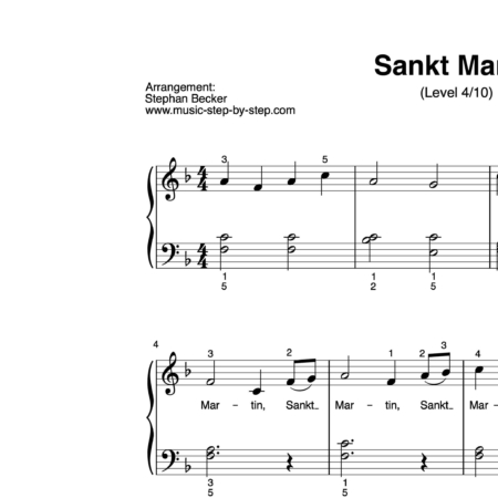 "Sankt Martin" für Klavier (Level 4/10) | inkl. Aufnahme und Text music-step-by-step
