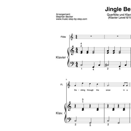 "Jingle Bells" für Querflöte (Klavierbegleitung Level 6/10) | inkl. Aufnahme, Text und Begleitaufnahme by music-step-by-step