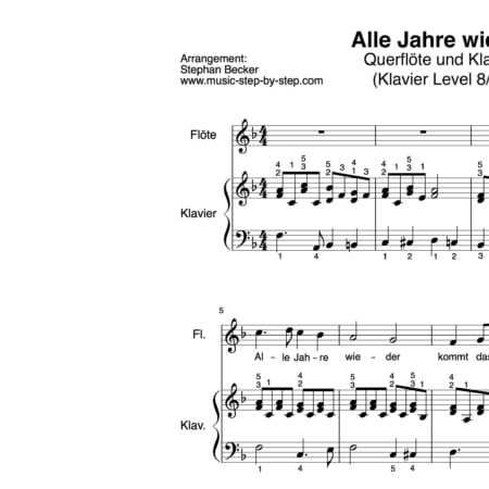 "Alle Jahre wieder" für Querflöte (Klavierbegleitung Level 8/10) | inkl. Aufnahme, Text und Playalong music-step-by-step